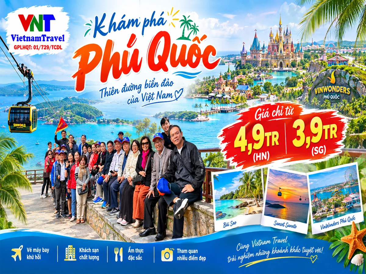 Hà Nội - Phú Quốc - Câu Cá, Ngắm San Hô - Grandworld - Vinwonder - Safari 3 Ngày, Khởi Hành Hàng Ngày, Khuyến Mại Lớn